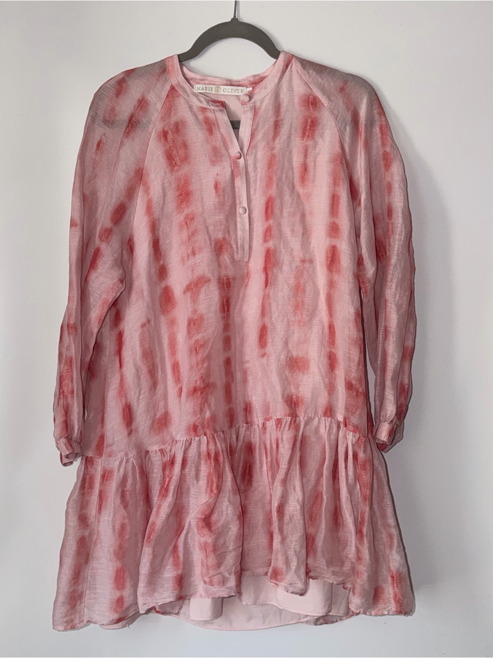 MARIE OLIVER Women's Retta Shift Dress Small Pink Cranberry Dye Linen Silk